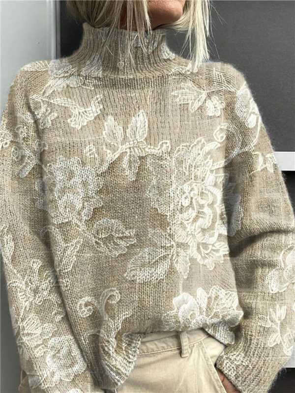 Women's Christmas Turtleneck Sweater Printed