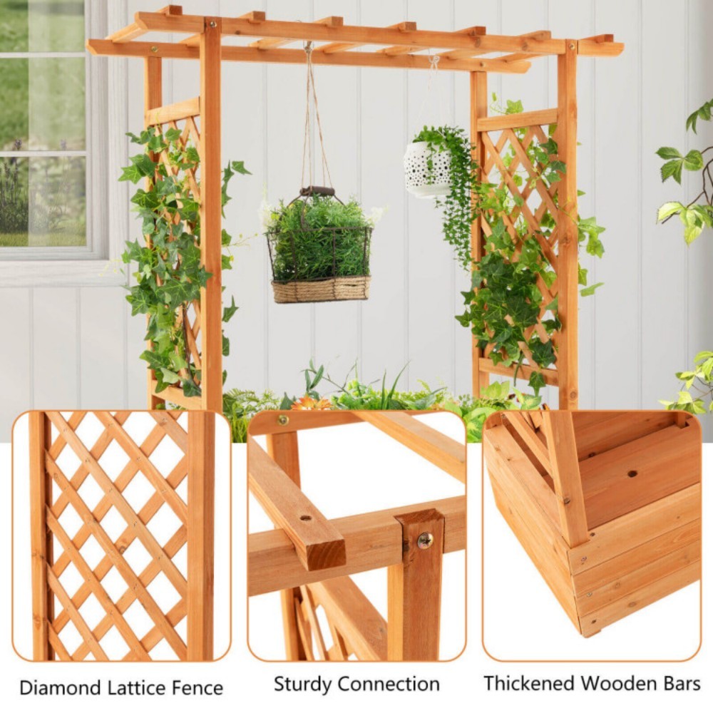 Raised Garden Bed With Trellis Or Climbing Plant And Hanging Roof - Lumina shop