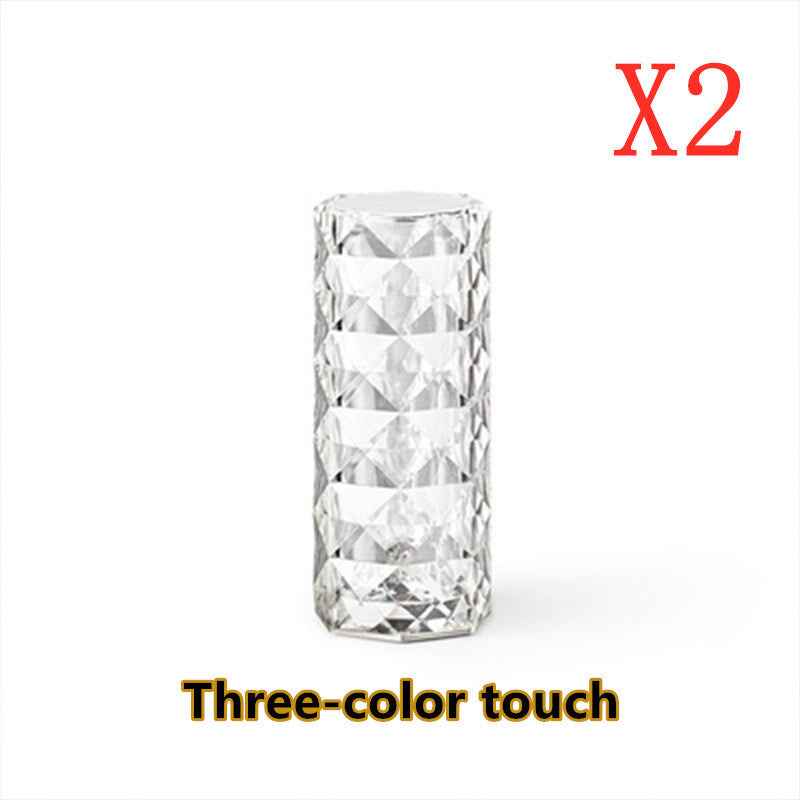 Nordic Crystal Lamp USB Table Lamps Diamond Night Light Rose Projector Lamp Decor