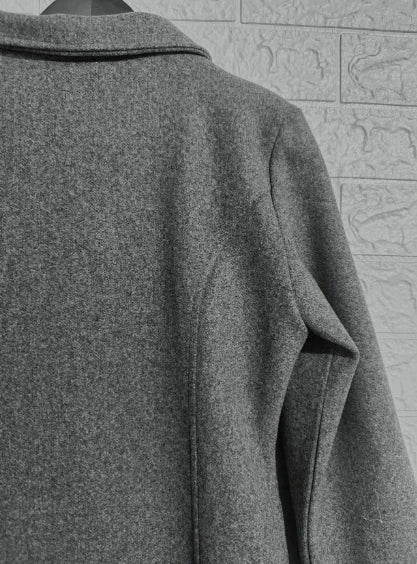 Women’s Casual Tweed Coat – Solid Color Mid-Length H-Silhouette Button Front Long Sleeve | Luminashop