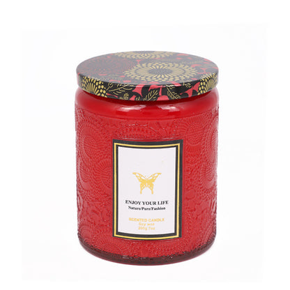 Embossed Glass Fragrance Handmade Gift Aromatherapy Soy Candles - Lumina shop