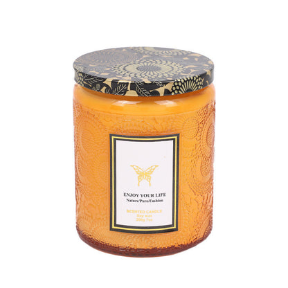 Embossed Glass Fragrance Handmade Gift Aromatherapy Soy Candles - Lumina shop