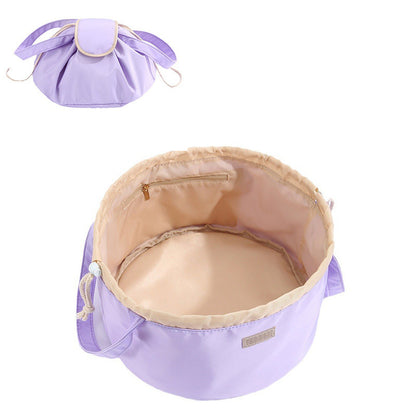 Barrel Drawstring Makeup Bag Large Capacity Women's Cosmetic Bag Toiletries Organizer Pouch Lady Travel Storage Case - Lumina shop