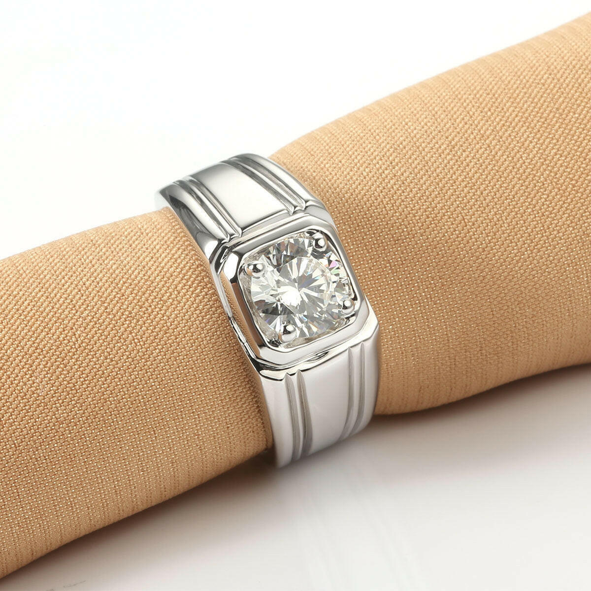 Sterling silver gold-plated mosaite ring - Lumina shop