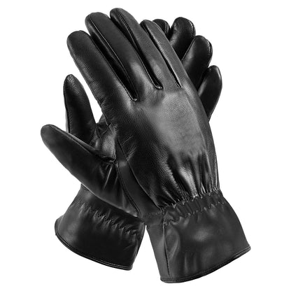 1 Pair Unisex Black Leather Gloves – Winter Warm Windproof Soft Gloves for Outdoor Cycling, Skiing & Motorbiking | Luminashop