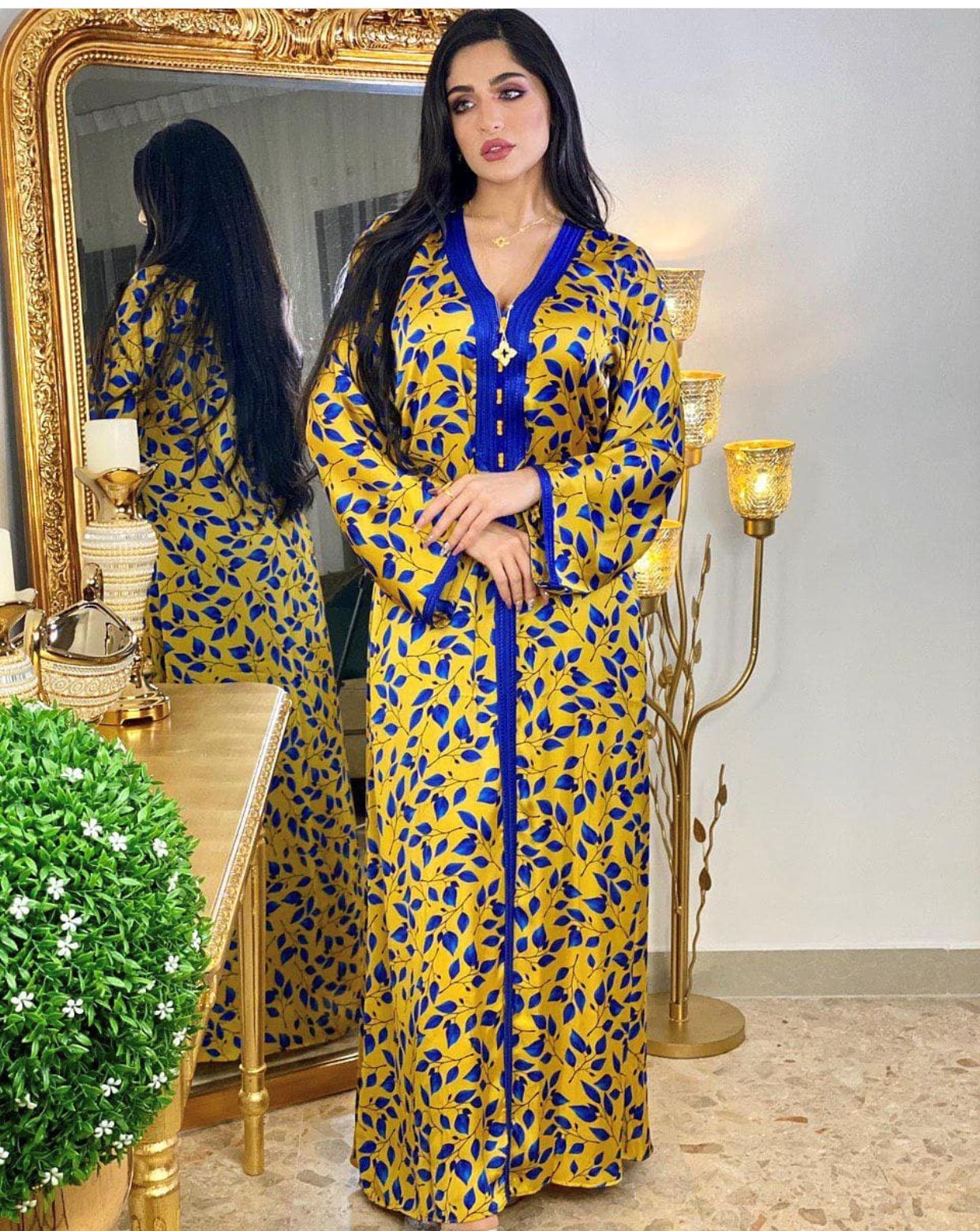Arabian Middle East Printed Floral Robe – Elegant, Cultural & Effortlessly Stylish | Luminashop
