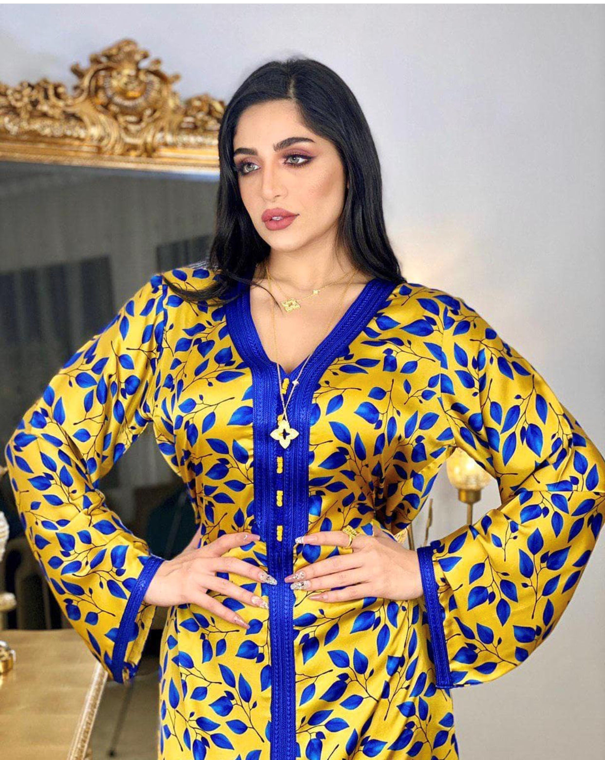 Arabian Middle East Printed Floral Robe – Elegant, Cultural & Effortlessly Stylish | Luminashop