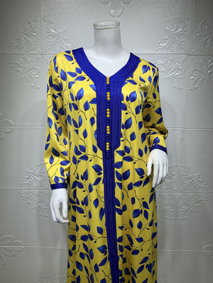 Arabian Middle East Printed Floral Robe – Elegant, Cultural & Effortlessly Stylish | Luminashop