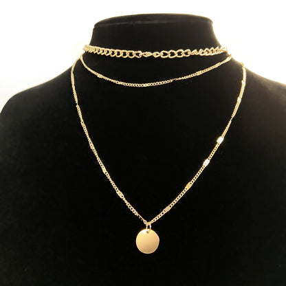 Women's Multilayer Necklace Ins Fashion Disc Pendant Clavicle Necklace - Lumina shop