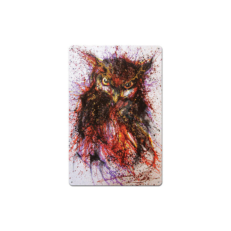Retro Tin Painting Animal Column Decoration Painting Bar Cafe Mural Background Wall - Lumina shop
