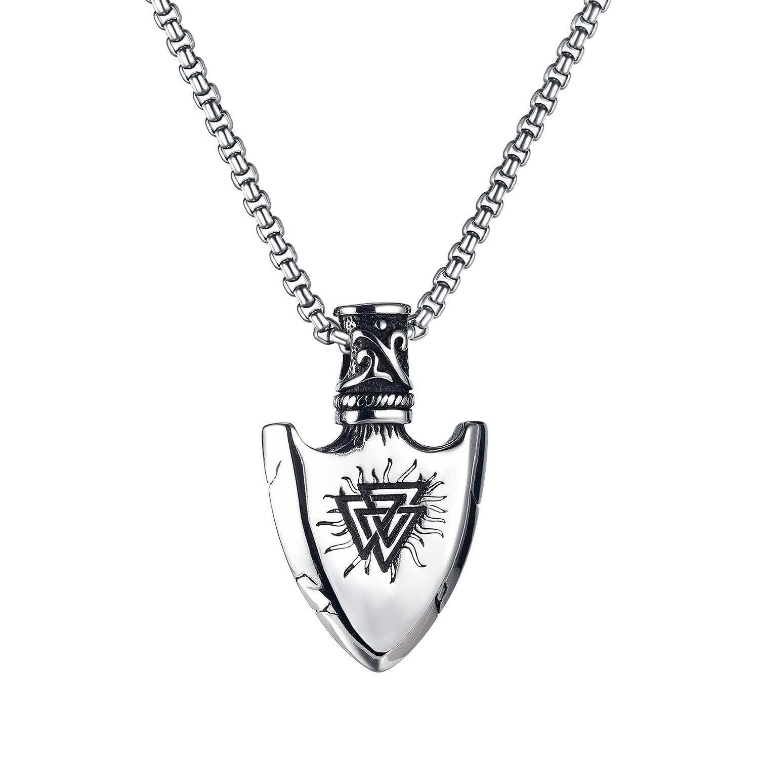 European And American Retro Stainless Steel Shield Men's Pendant - Lumina shop