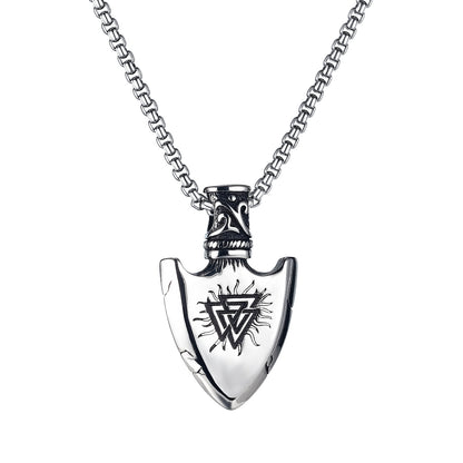 European And American Retro Stainless Steel Shield Men's Pendant - Lumina shop