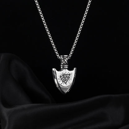 European And American Retro Stainless Steel Shield Men's Pendant - Lumina shop