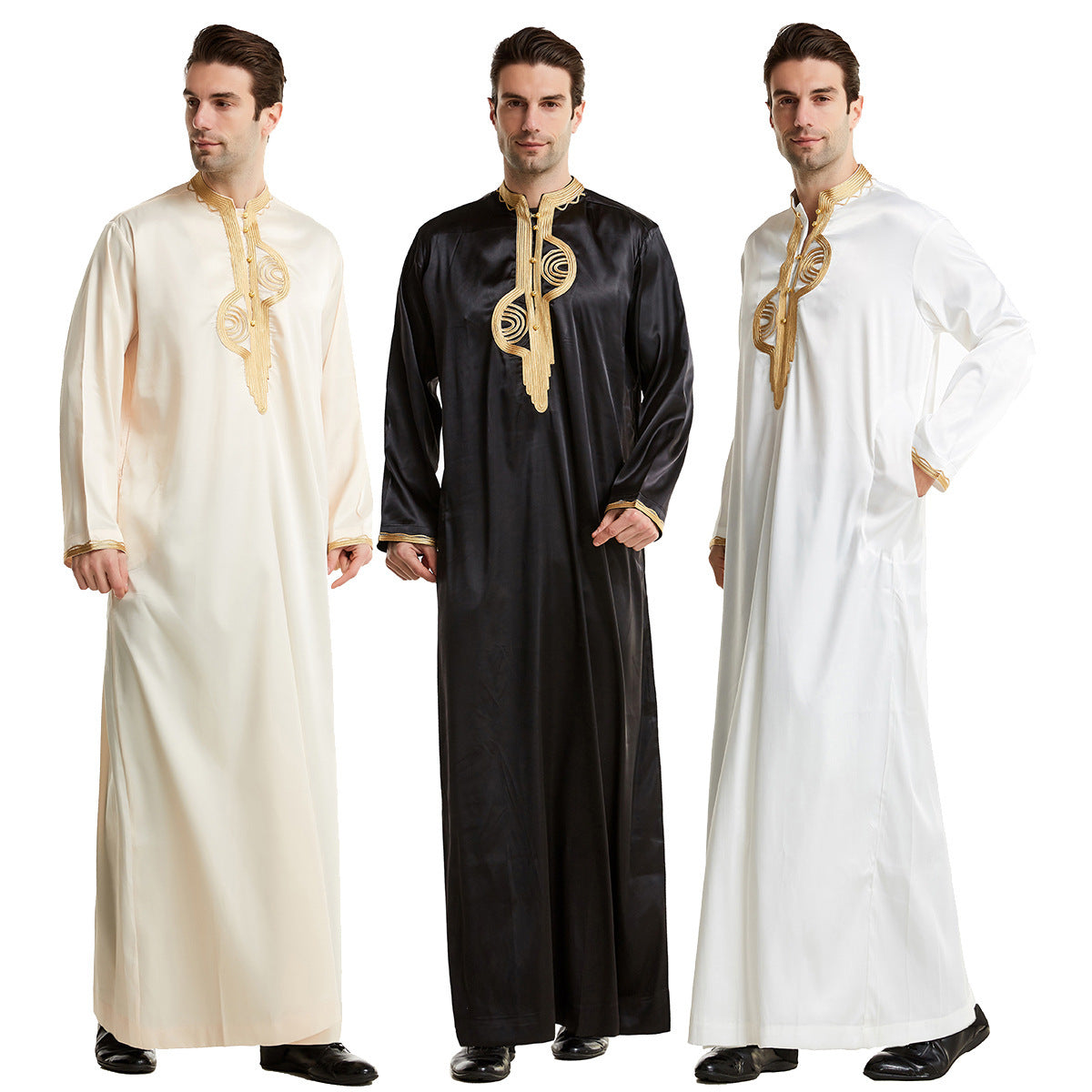 Arabian Middle East Stand Collar Embroidered Robe – Timeless Elegance & Cultural Style | Luminashop