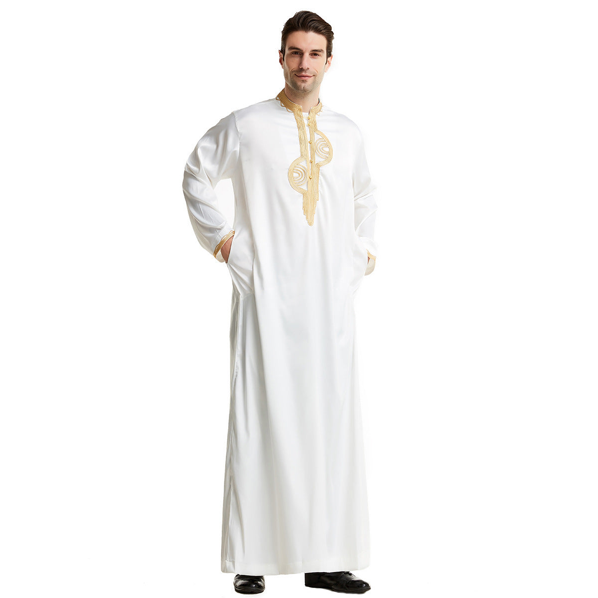 Arabian Middle East Stand Collar Embroidered Robe – Timeless Elegance & Cultural Style | Luminashop
