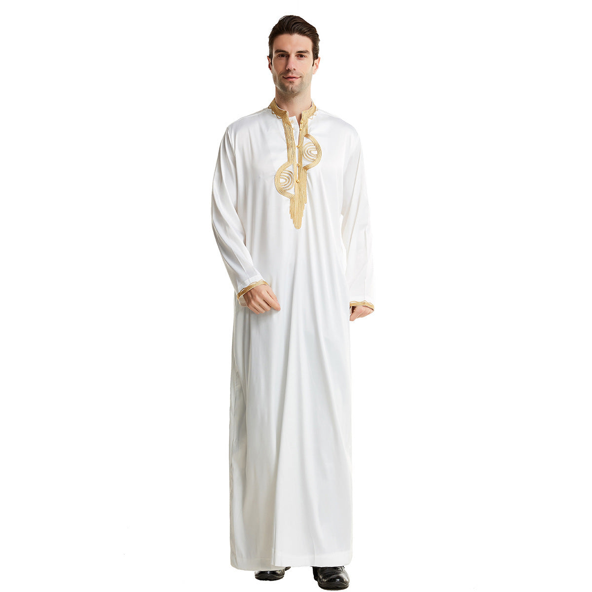 Arabian Middle East Stand Collar Embroidered Robe – Timeless Elegance & Cultural Style | Luminashop
