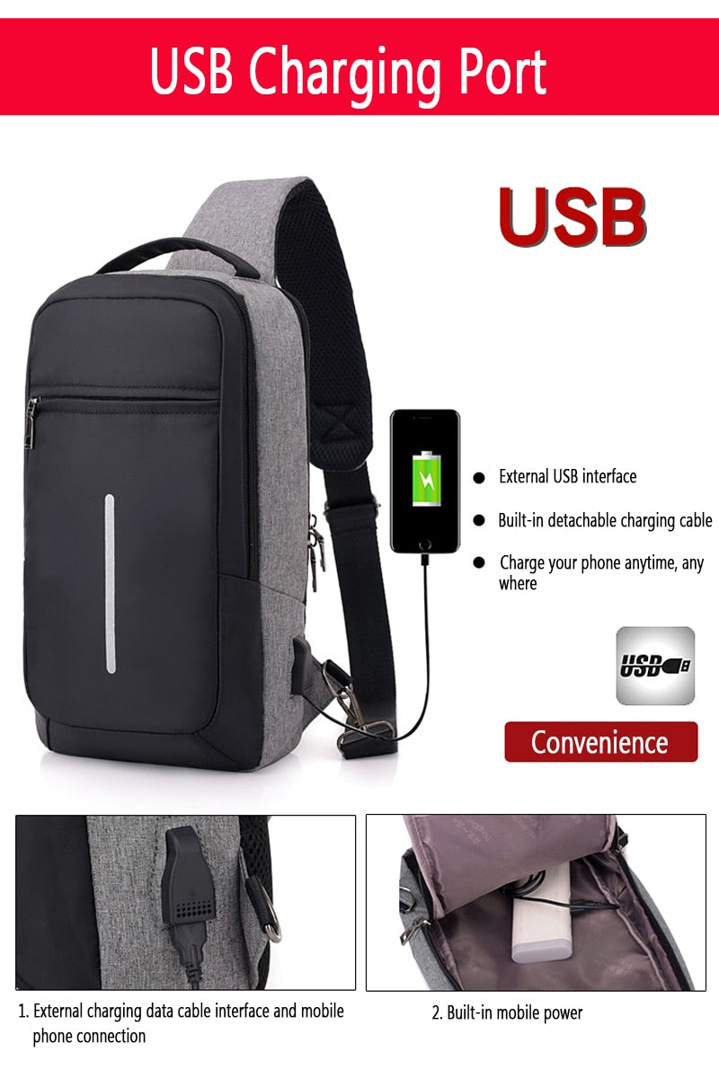 Anti-theft USB charging chest bag with you - My Store