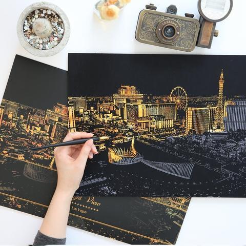 Decorative painting scratch Scraping painting drawing paper world Sightseeing pictures decoration birthday gifts - Lumina shop