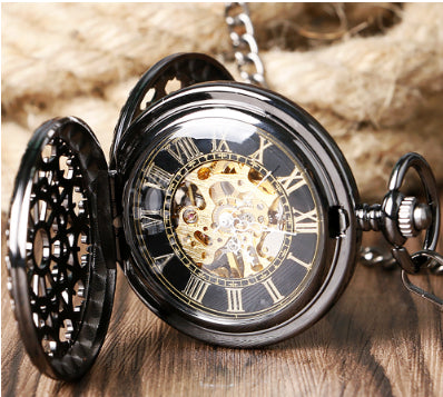 Retro Mechanical Pocket Watch – Large Gunmetal Spider Web Flip Design, Steampunk Vintage Timepiece for Men | Luminashop