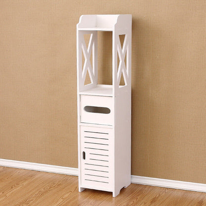 4 Tiers Modern Bathroom Furniture Cabinet Wood Slim Shelf Cupboard Storage Unit. - Lumina shop
