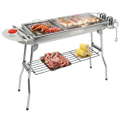 1Pc Foldable BBQ Grill Portable Charcoal Barbeque Grill Stainless Steel BBQ Grill For Picnic Camping Yard Cooking Fedex Shipping - Lumina shop