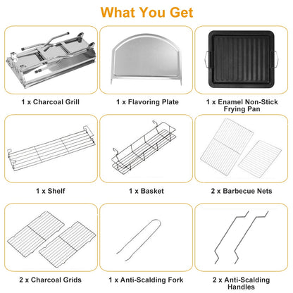 1Pc Foldable BBQ Grill Portable Charcoal Barbeque Grill Stainless Steel BBQ Grill For Picnic Camping Yard Cooking Fedex Shipping - Lumina shop