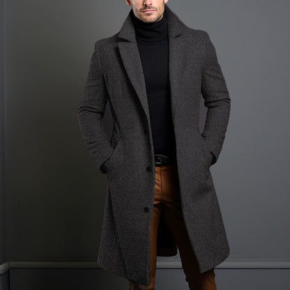 Men’s Woolen Mid-Length Trench Coat – Classic Warm Winter Overcoat | Luminashop.
