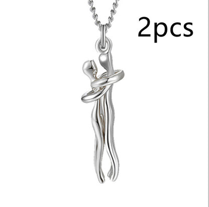 Love Hug Necklace Unisex Men Women Couple Jewelry Simple Temperament Clavicle Chain Valentines Day Lover Gift - Lumina shop