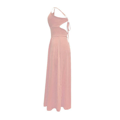 Women's Sexy Deep V Neck Maxi Dress Spaghetti Strap Sleeveless Backless High Slit Long Dress - Lumina shop