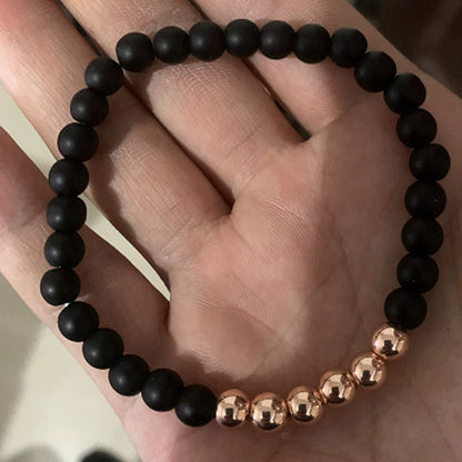 Micro-inlaid crown 6mm matte black plus copper bead bracelet copper inlaid zircon jewelry - Lumina shop