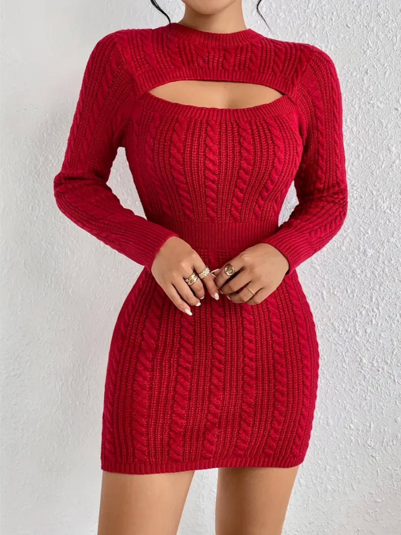 Hollow-out Cinched Women's Clothing Package Hip Sweater Dress - Lumina shop