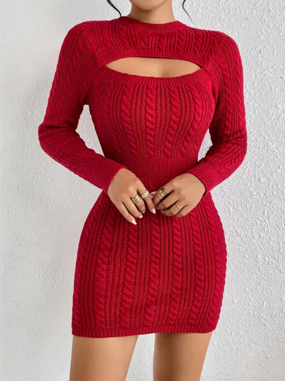 Hollow-out Cinched Women's Clothing Package Hip Sweater Dress - Lumina shop