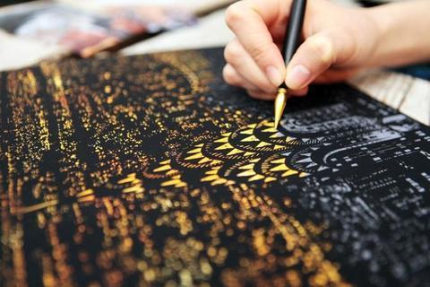 Decorative painting scratch Scraping painting drawing paper world Sightseeing pictures decoration birthday gifts - Lumina shop