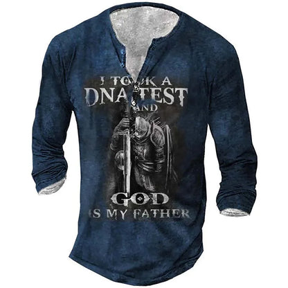 Open Placket Button Men’s Long-Sleeved Digital Printing T-Shirt – Stylish, Comfortable & Boldly Expressive | Luminashop