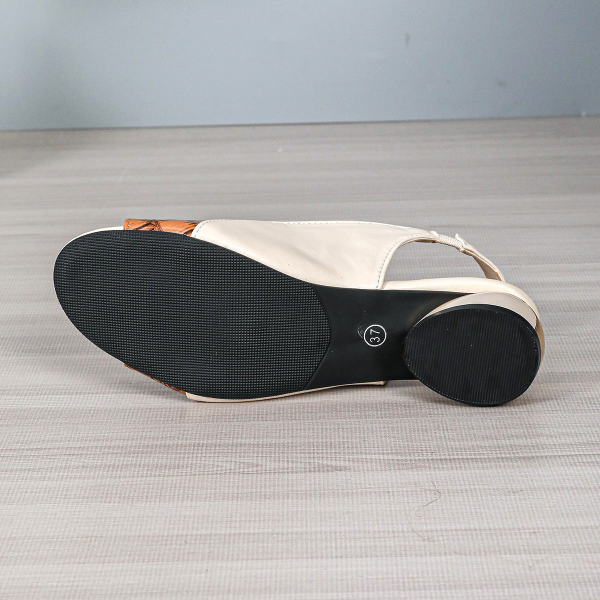 INS Plaid Stone Pattern Sandals – Summer Peep Toe Block Heels for Women | Ankle-Strap Office & Casual Shoes | Luminashop