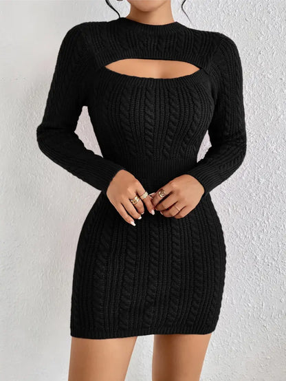 Hollow-out Cinched Women's Clothing Package Hip Sweater Dress - Lumina shop