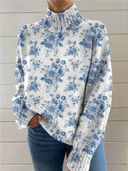 Women's Christmas Turtleneck Sweater Printed