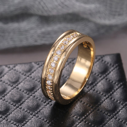 Simple Golden Sliver Rhinestones Ring Copper Plated RIngs Fashion Jewellery - Lumina shop