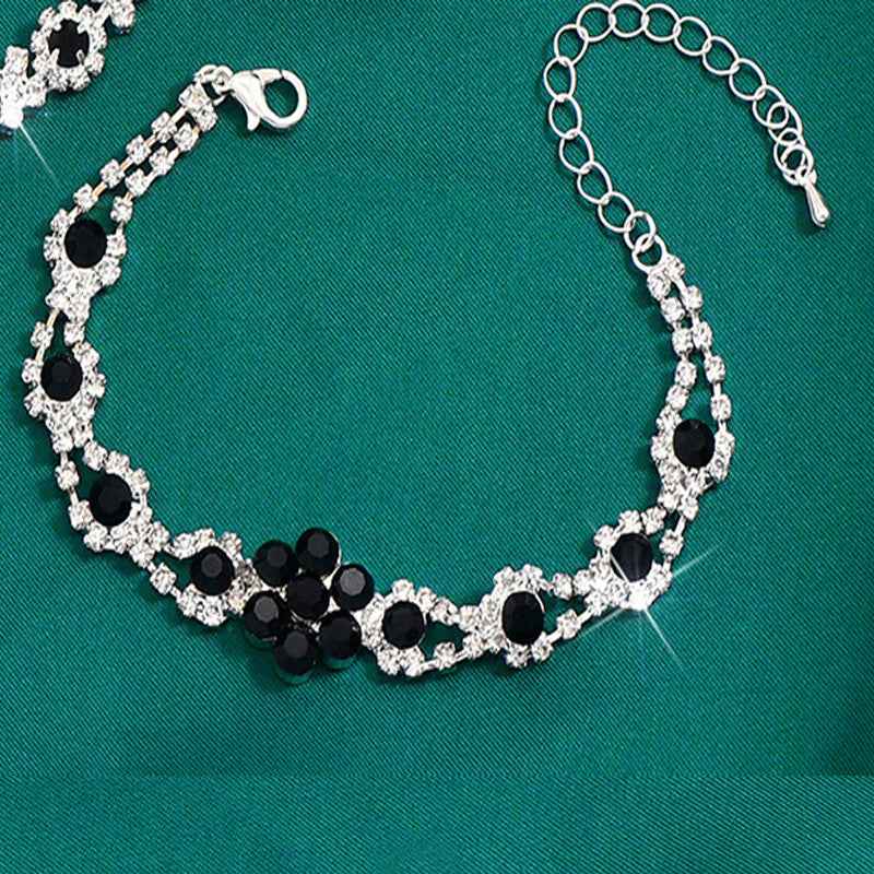 High-grade Crystal Gem Women's Water Drop Necklace Ear Stud Bracelet Ring