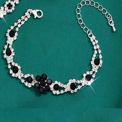 High-grade Crystal Gem Women's Water Drop Necklace Ear Stud Bracelet Ring