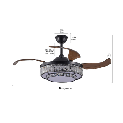 Modern LED Retractable Ceiling Fan with Light & Remote – Stylish, Silent, Smart Cooling | Luminashop