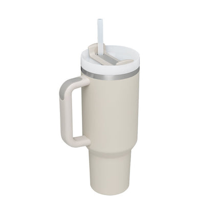 40 Oz Tumbler With Handle Straw Insulated, Stainless Steel Spill Proof Vacuum Coffee Cup Tumbler With Lid Tapered Mug - Lumina shop