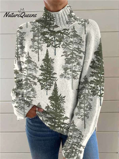 Women's Christmas Turtleneck Sweater Printed