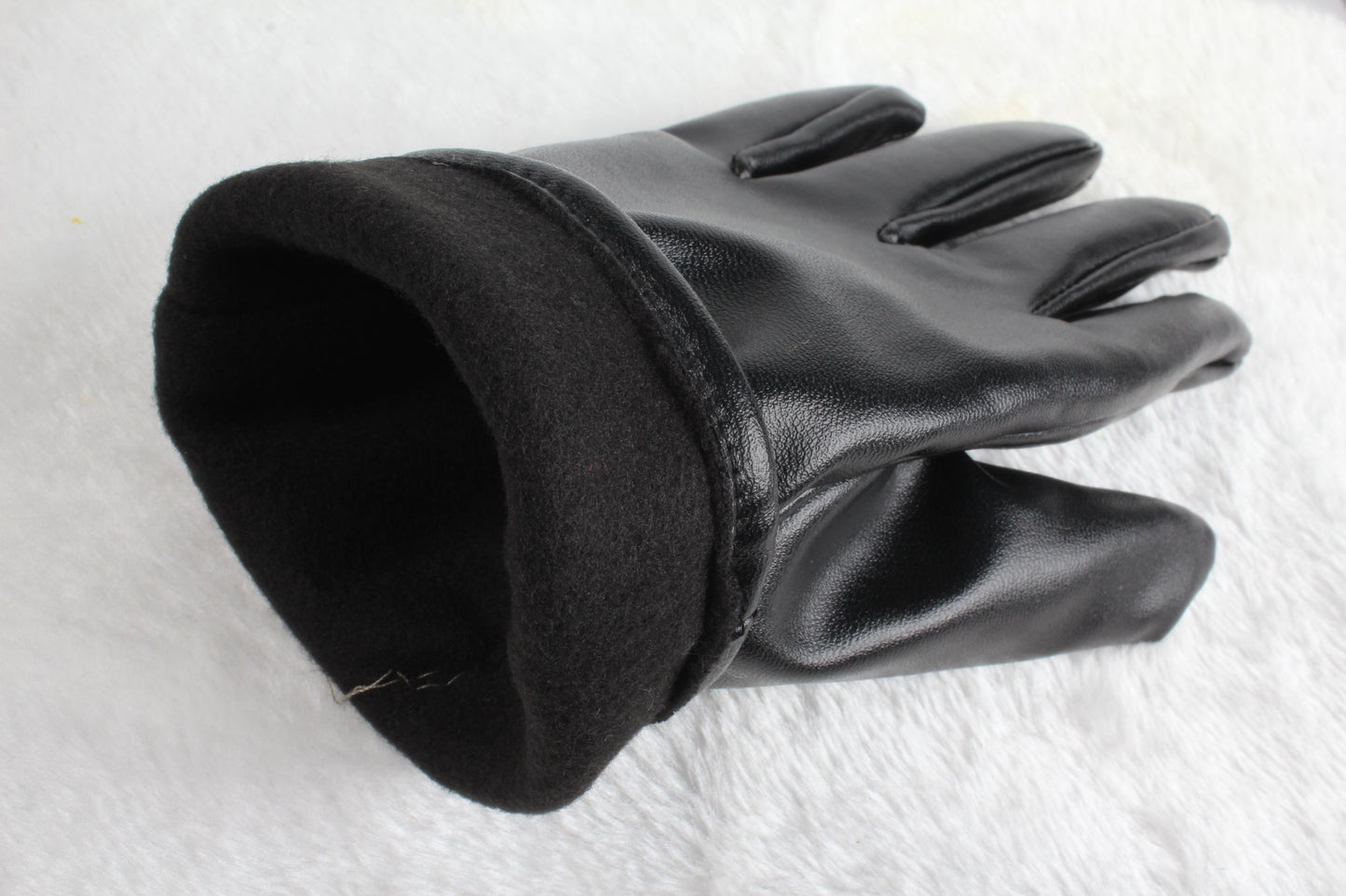 1 Pair Unisex Black Leather Gloves – Winter Warm Windproof Soft Gloves for Outdoor Cycling, Skiing & Motorbiking | Luminashop