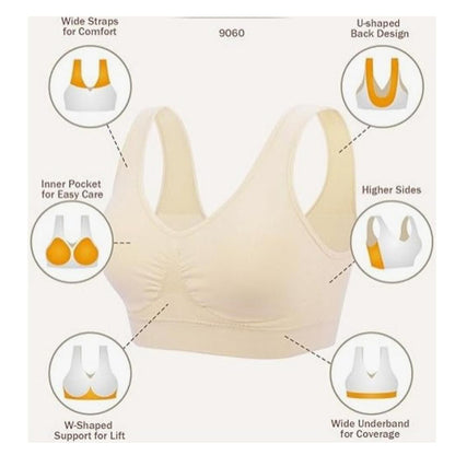 3-Pack Women’s Sports Bras – Padded Strappy Racerback Push Up Medium Support Yoga Tops | Luminashop