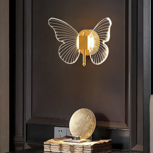 Butterfly Wall Lamp Light Luxury Bedside Warm Decoration - Lumina shop