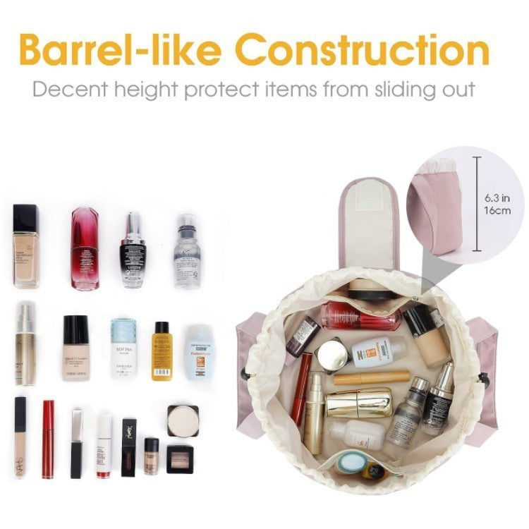 Barrel Drawstring Makeup Bag Large Capacity Women's Cosmetic Bag Toiletries Organizer Pouch Lady Travel Storage Case - Lumina shop