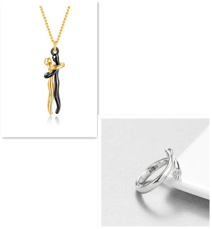 Love Hug Necklace Unisex Men Women Couple Jewelry Simple Temperament Clavicle Chain Valentines Day Lover Gift - Lumina shop