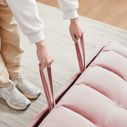 Modern Velvet Loveseat Futon Sofa Couch with Toss Pillows & Side Pockets | 3-in-1 Convertible Sleeper Sofa Bed for Living Room | Luminashop