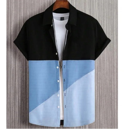 Fashion Trendy Men's Shirt Digital Printing Casual Breathable Stand Collar Short Sleeve - Lumina shop